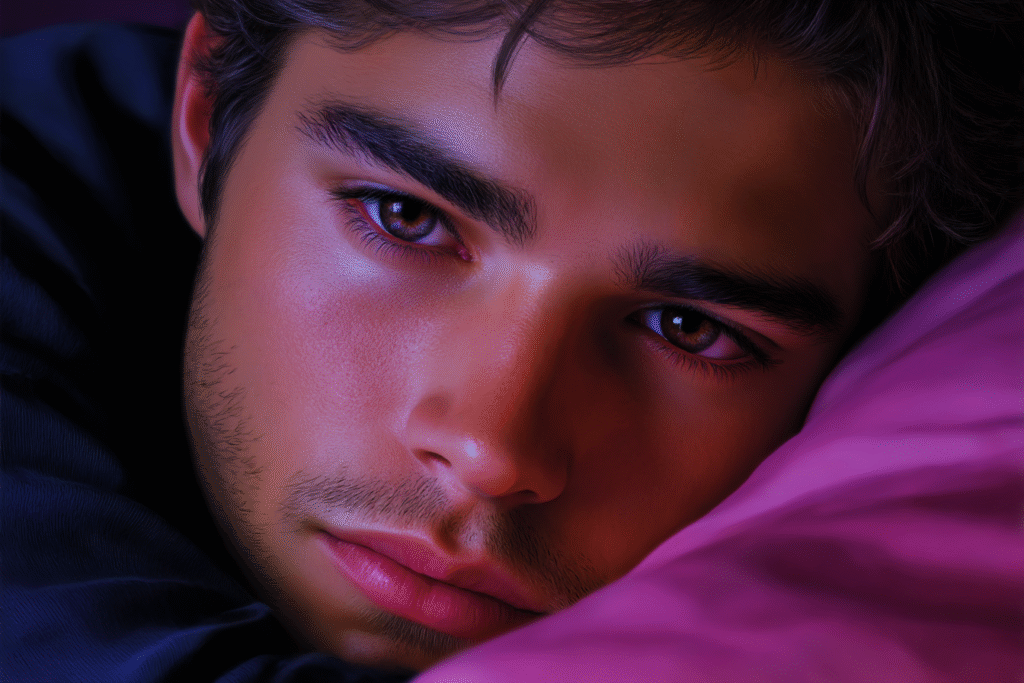 young man depressed anxiety sleep hypnosis aid